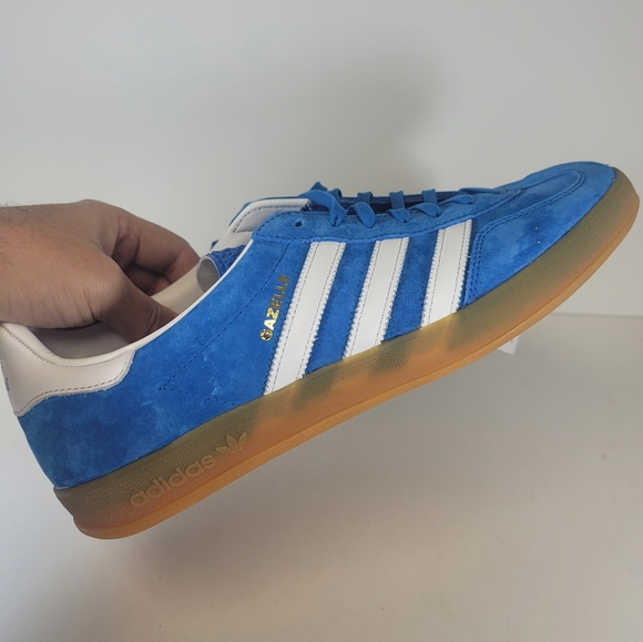 Adidas Men’s Gazelle Indoor Originals Mens Size 11 Blue Bird Gum H06260 Shoes - Picture 5 of 12
